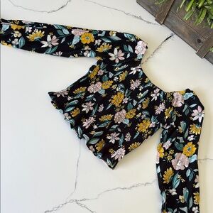 Girls xs Floral Smocked Long Sleeve Top
